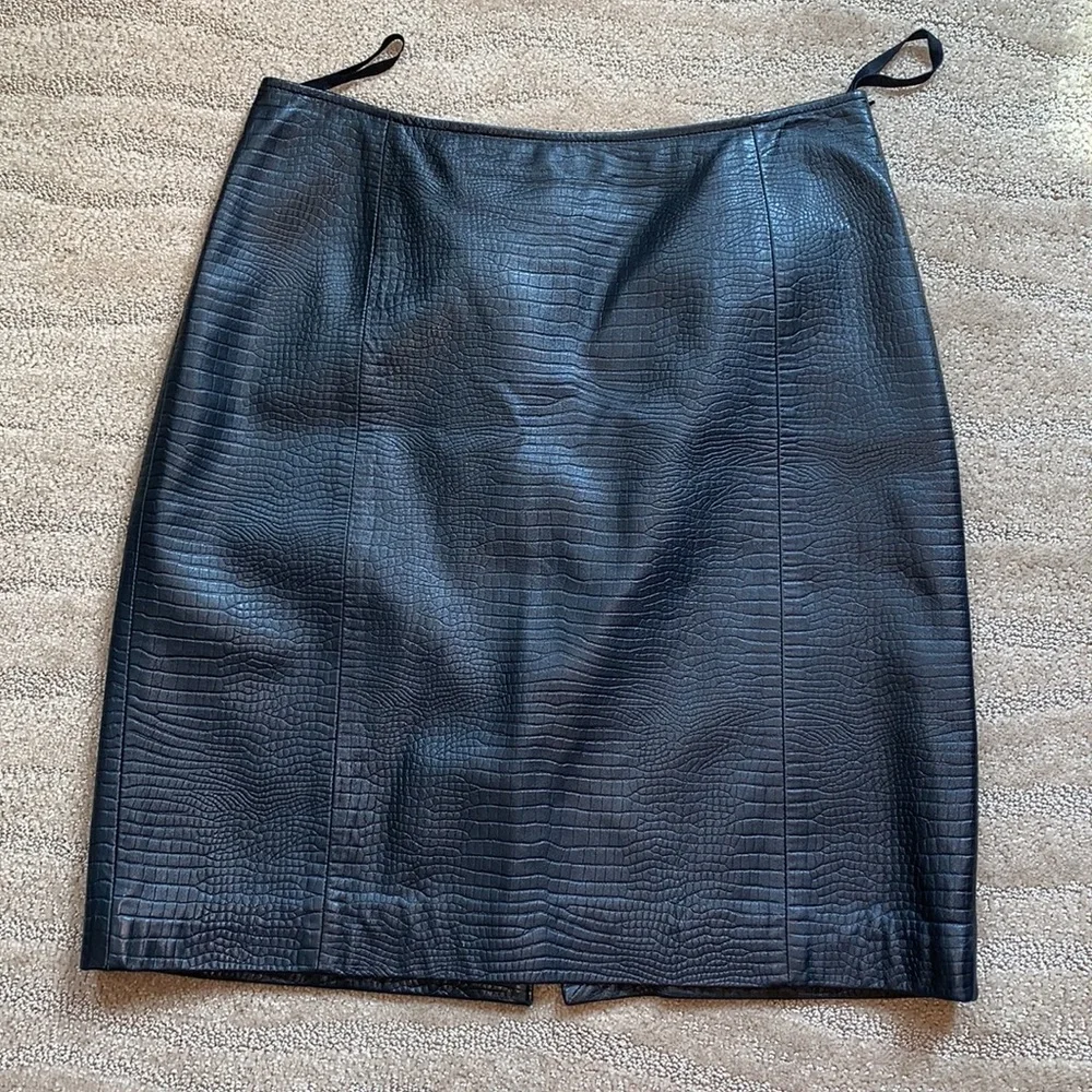Lauren Ralph Lauren Leather Embossed‎ Croc Skirt